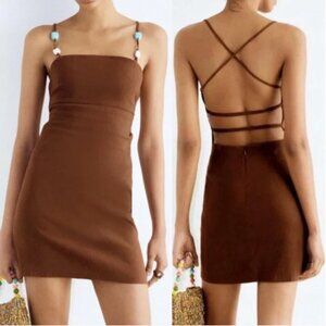 Zara Rustic Beaded Mini Dress